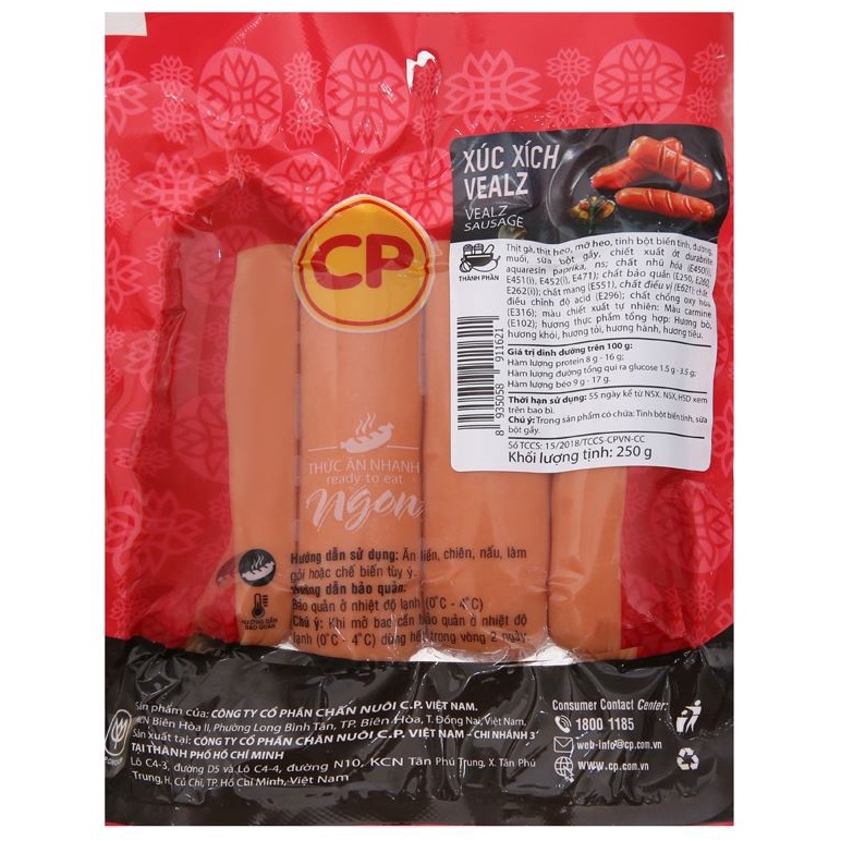 (Chỉ giao hỏa tốc HCM) Xúc xích Vealz CP gói 250g