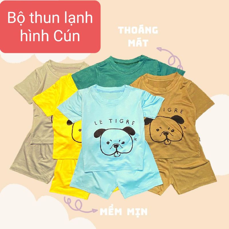 Bộ thun lạnh Túi Zip sịn sò Minkymom hình cún cho bé trai bé gái siêu đáng yêu