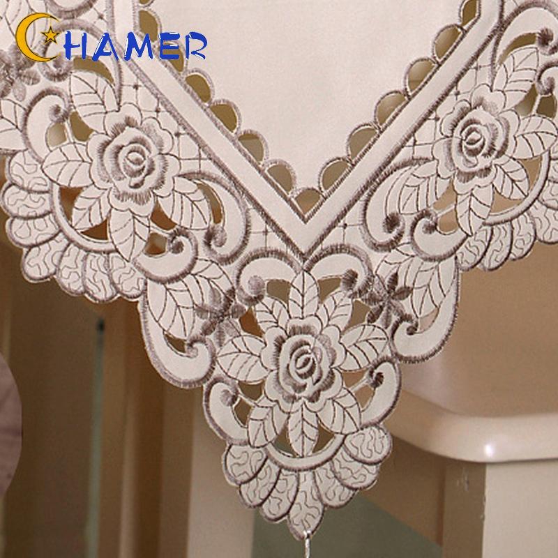 Table Runner Rustic Style Waterproof Home Kitchen Dining Banquet Wedding Party Polyester Embroidered Tablecloth