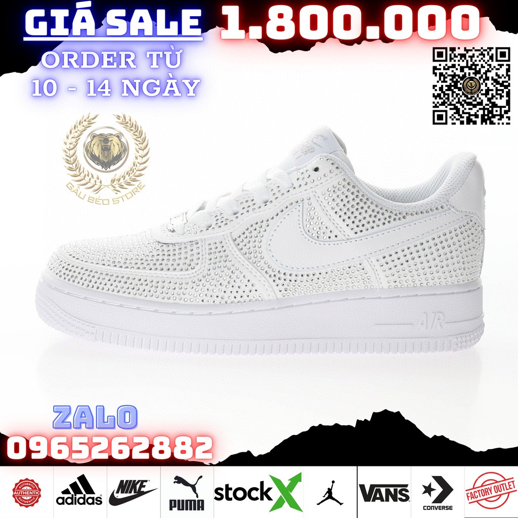 Order 1-3 Tuần + Freeship Giày Outlet Store Sneaker _Nike Air Force 1’07 QS"Swarovski Crystals" MSP: 314192-117 gaubeaos