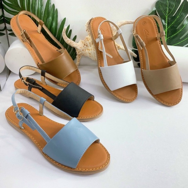 GIÀY SANDAL NỮ ĐẾ BỆT BẢN NGANG DA THẬT ĐẾ SU ÊM CHÂN VNXK