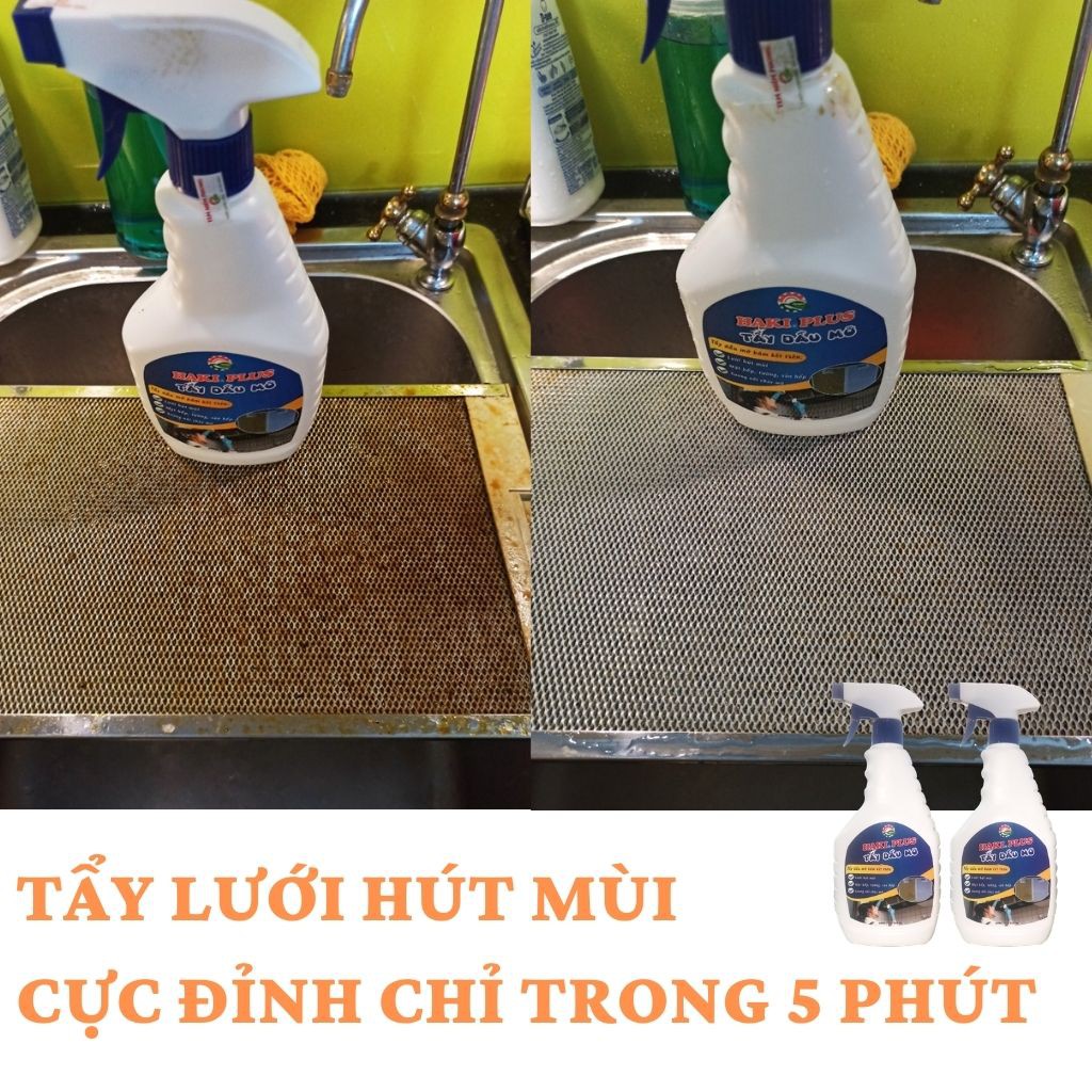 Combo 2 chai tẩy dầu mỡ Haki sạch lưới hút mùi và dầu mỡ bám két lâu ngày trên xoong chảo