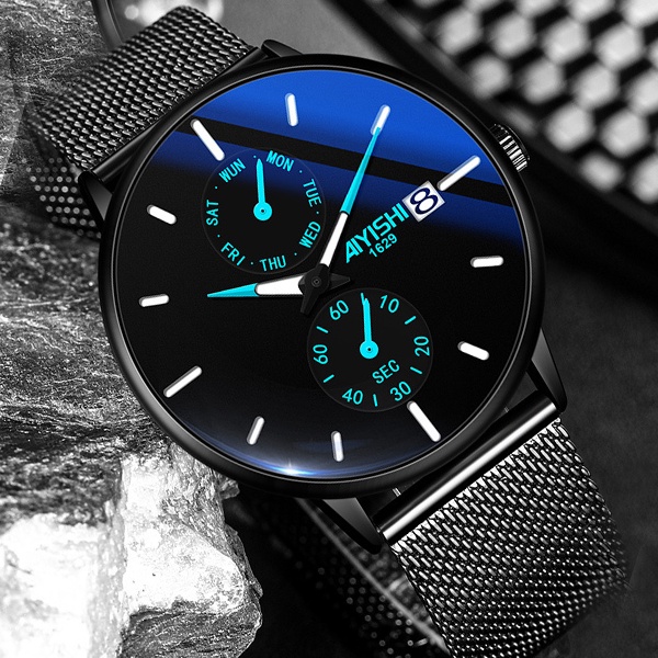 Đồng Hồ AIYISHI ST239 phong cách Unisex - Máy Nhật Chống Nước Dây Thép Mặt Kính Thạch Anh Đổi Màu Th