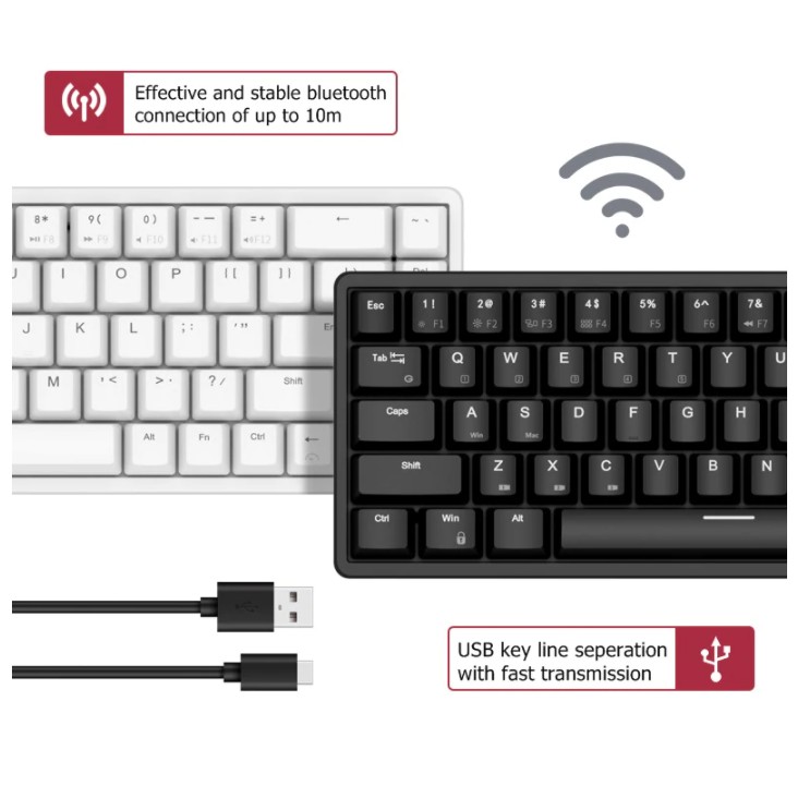 Bàn phím cơ mini không dây Royal Kludge RK837 LED RGB 68 phím cơ học, Bluetooth 5.1 cổng Type C mới - BẢO HÀNH 12 THÁNG
