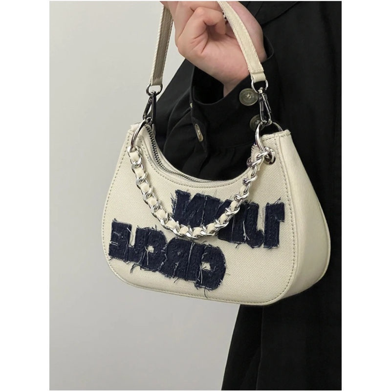 Túi Xách Đeo Vai Chất Liệu Denim pvc Thêu Họa Tiết Thời Trang 2022 Niche Y2k Cho Nữ