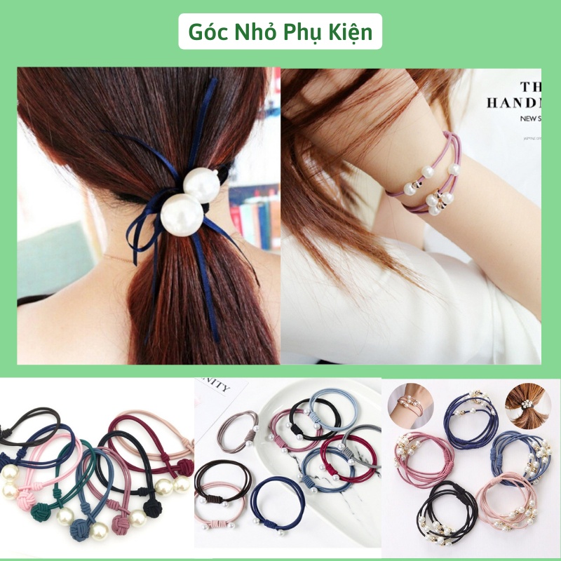 Combo 10 Cột tóc handmade đính hạt ngọc trai giả ( màu bất kỳ)