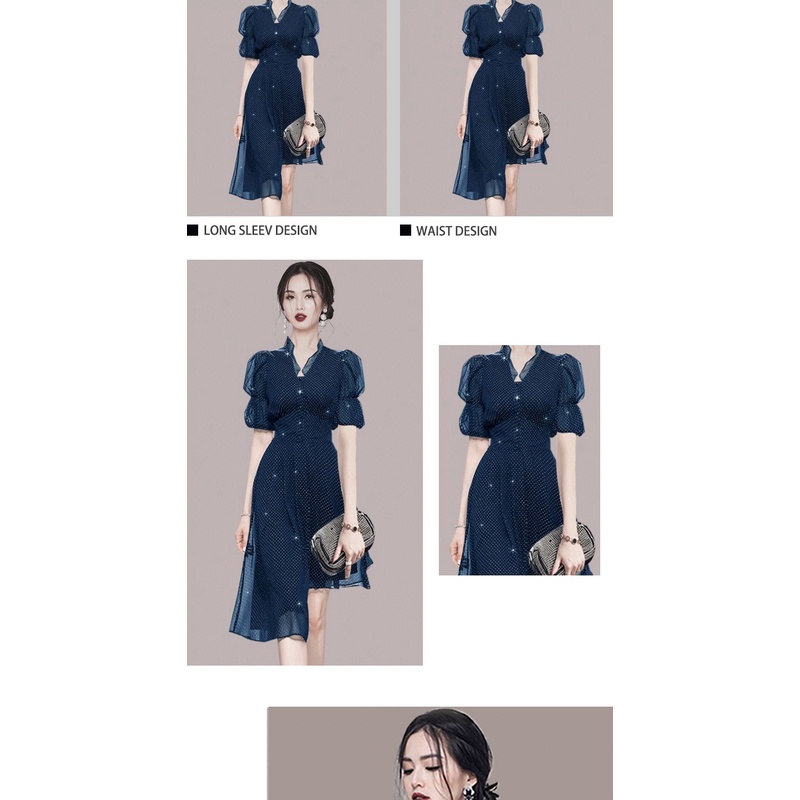 High end big brand temperament celebrity bubble sleeve dress women's new summer 2022 women's dress with a slim waist