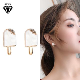 S925 Korean New Ice Cream Earrings Y Temperament Wild Simple Cute Girl Earrings