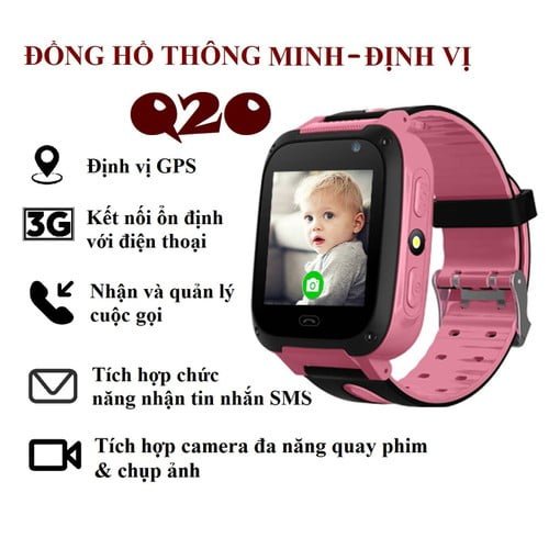 Đồng Hồ Định Vị ⚡FreeShip⚡ Đồng Hồ Định Vị Q20 Dành Cho Trẻ Em Với Hình Thức Đẹp Đẽ Chống Va Đập Tốt