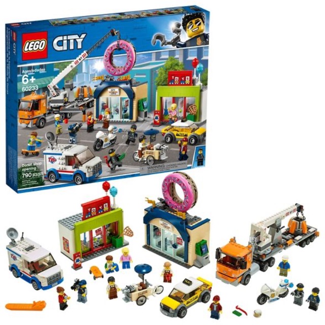 Maxmin shop Cửa hàng LEGO City Donut Khai trương 60233 Cửa hàng Mở Xây dựng và chơi với Xe đồ chơi và Thành phố nhỏ