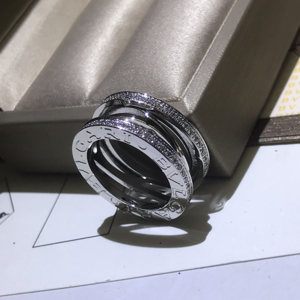 Nhẫn thép titan đính kim cương nhân tạo thời trang cho cặp đôi