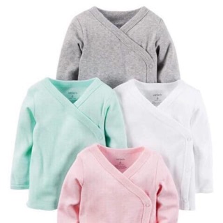 Áo sơ sinh xuất dư carter cotton tay lật cúc bấm