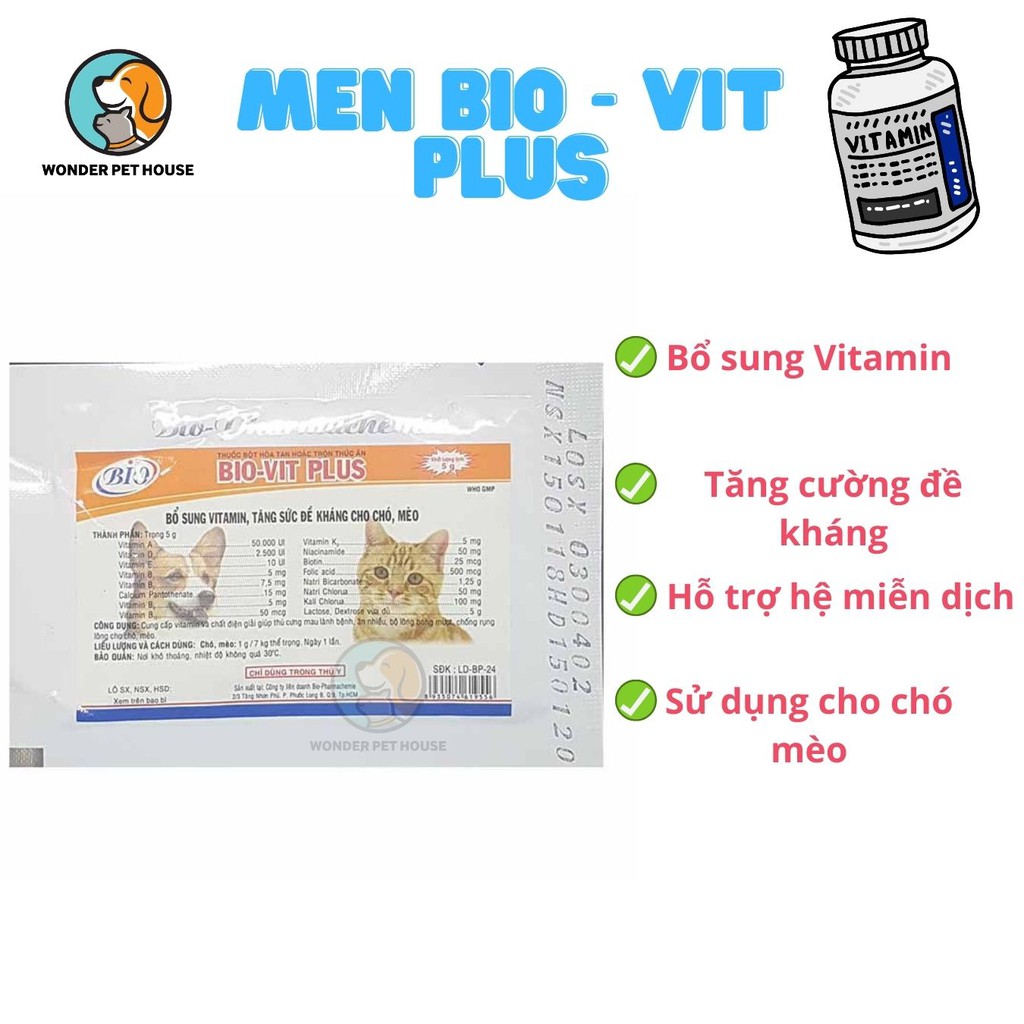 Gói Men Bổ Sung Vitamin Bio Vit plus Chó Mèo - Tăng sức đề kháng - Hỗ trợ miễn dịch - Khỏe Mạnh