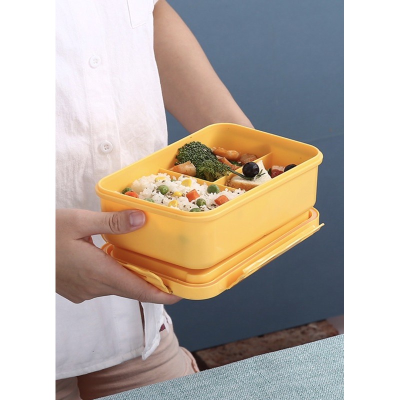 HỘP CƠM 3 NGĂN KÈM MUỖNG ĐŨA LÚA MÌ - HÀNG LOẠI 1 | BigBuy360 - bigbuy360.vn