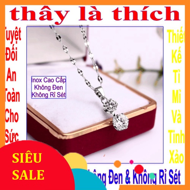 Vòng cổ mặt đá Zircon cho bé kiểu dây me - An toàn cho trẻ - Cam kết 1 đổi 1 nếu hoen, gỉ