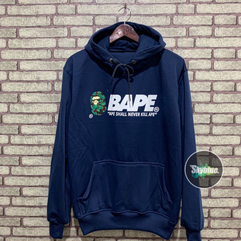 Bape Áo Khoác Hoodie In Chữ Distro Premium