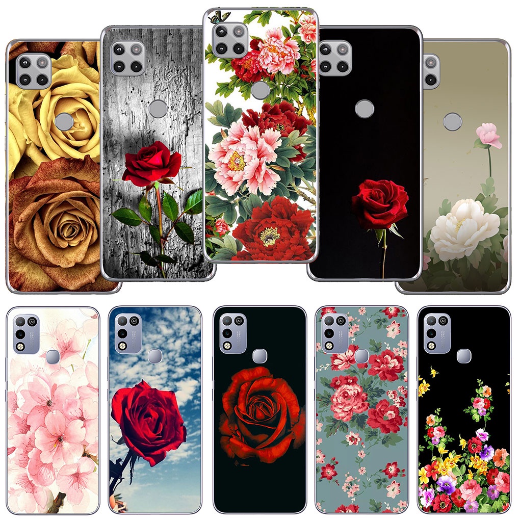Vỏ Mềm Infinix Hot 10 Play Lite 10i 10T 10s Smart 5 Hot10 Cover FC79 Ốp Điện Thoại Hoa Mẫu Đơn Màu Đ