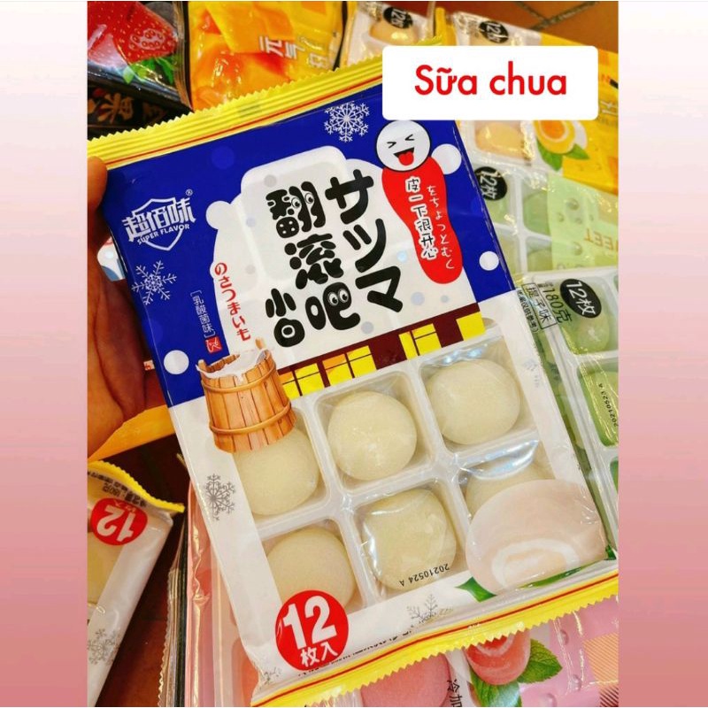 [Khay 12 chiếc]BÁNH MOCHI TƯƠI ĐÀI LOAN 180g-trứng muối,dâu tây đen, nho đen,mattra