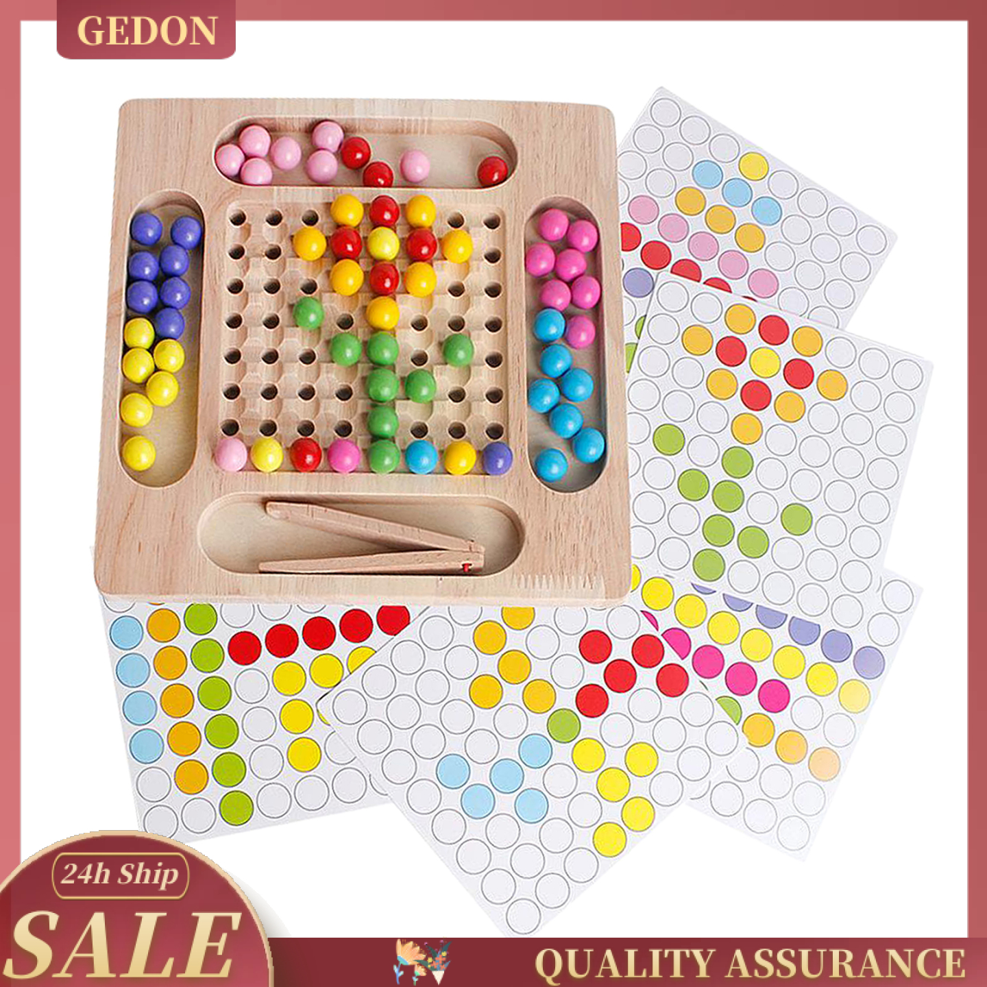 Wooden Puzzle Counting Sorting Stacking Art Clip Beads Game Early Educational Hand-Eye Coordination Brain Training Solution