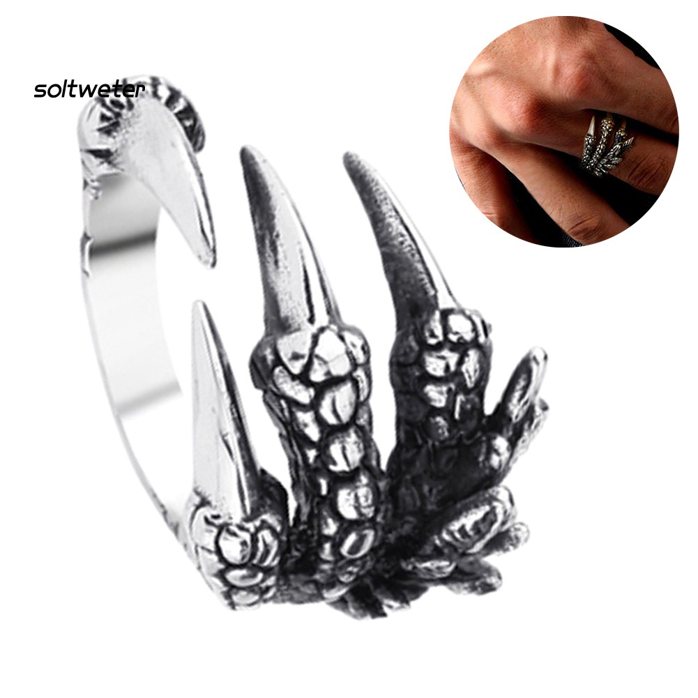 Nhẫn thép titan hình móng vuốt rồng thời trang cá tính cho nam và nữ