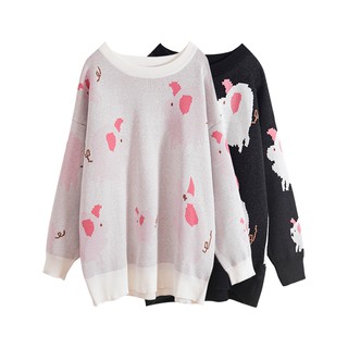 Áo len heo hồng vintage oversized