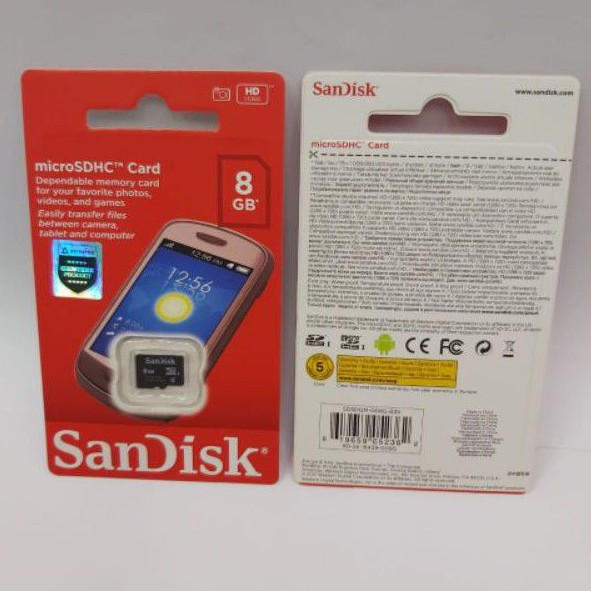 Thẻ Nhớ Micro Sdhc Sandisk 8gb Class 4 Sdsdqm-008g-b35