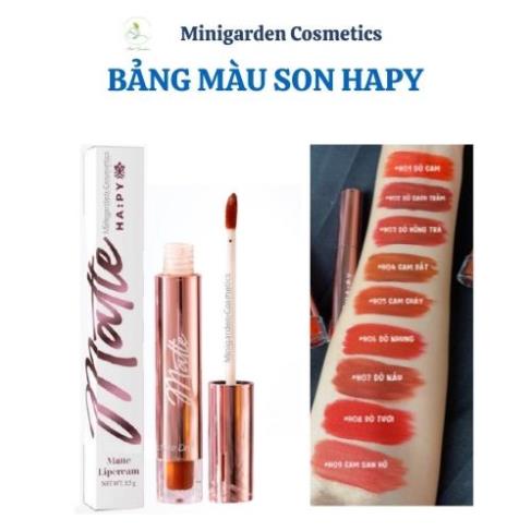 Son Ha:py Mini Garden Mattle Lipcream son Hapy kem lì, bám màu lâu trôi 3.5ml - Phiên bản son Roses mẫu mới
