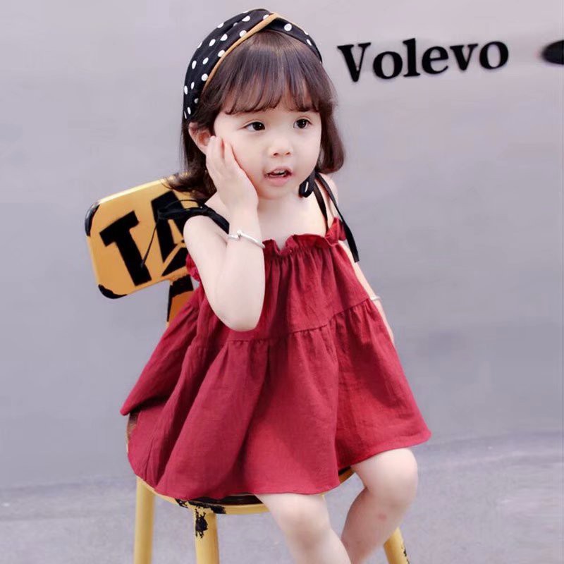 Đầm công chúa hai dây phong cách mùa hè đáng yêu cho bé gái 1-5 tuổi
