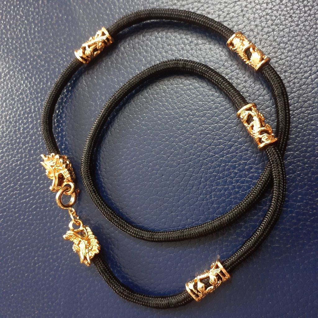 Dây chuyền nam dù thái 4mm bọc đầu rồng mạ vàng sáng đẹp thể hiện đẳng cấp phái mạnh