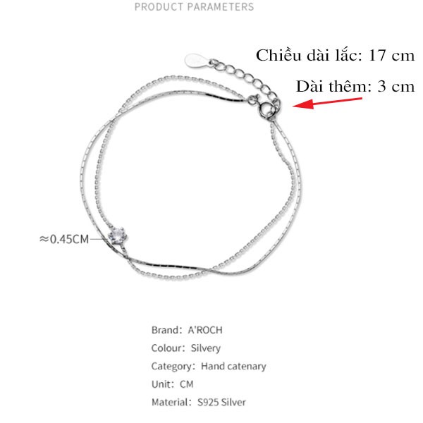 Vòng tay nữ bạc Ý s925 đá nhỏ 2 lớp S3219 - AROCH Jewelry