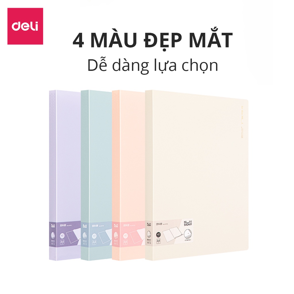 File Tài Liệu File Lá Học Sinh Deli Đa Năng A4 Tệp Đựng Tài Liệu Văn Phòng 20 30 40 Trang Màu Pastel Tiện Lợi