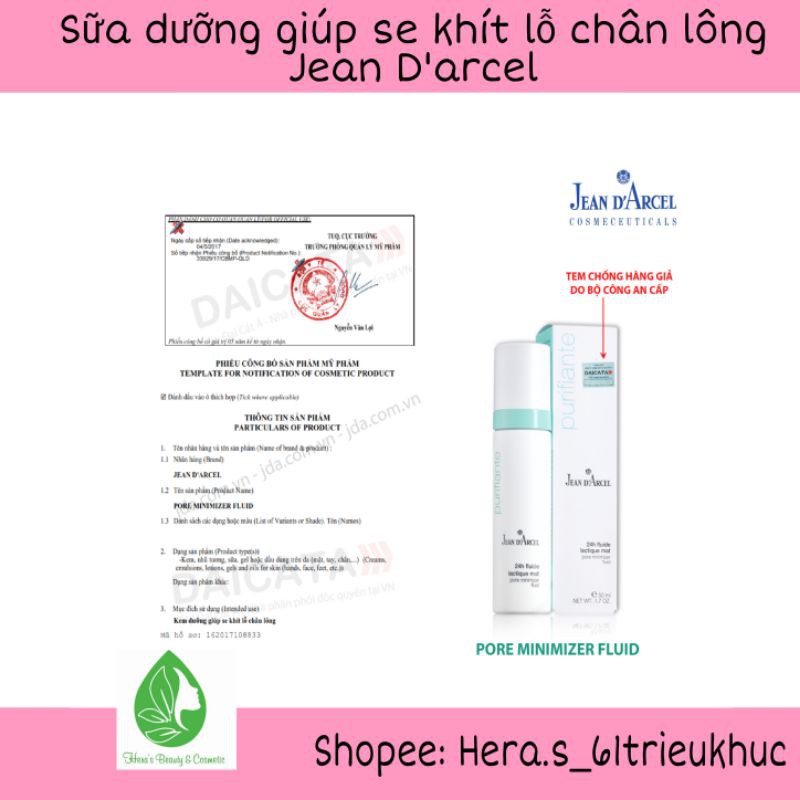 Sữa dưỡng giúp se khít lỗ chân lông Jean D'arcel 50ml ngăn ngừa mụn,kiểm soát bã nhờn