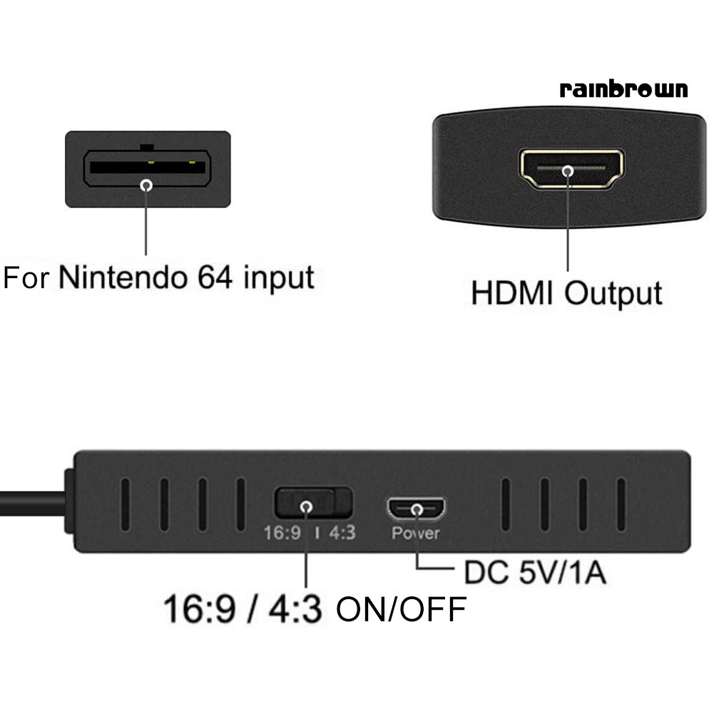 Cáp Kết Nối Rxl / 1080p Hd Cho Nintendo 64 / Snes / Gc Sang Hdmi