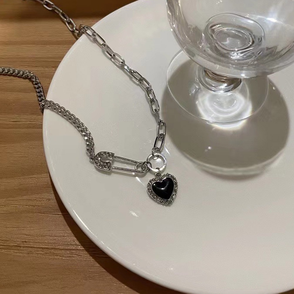 Vòng Cổ Choker Mặt Trái Tim Đen Phong Cách Punk Thời Trang Cho Nữ