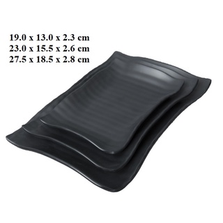 Dĩa chữ nhật nhám đen nhựa Melamine nhiều Size