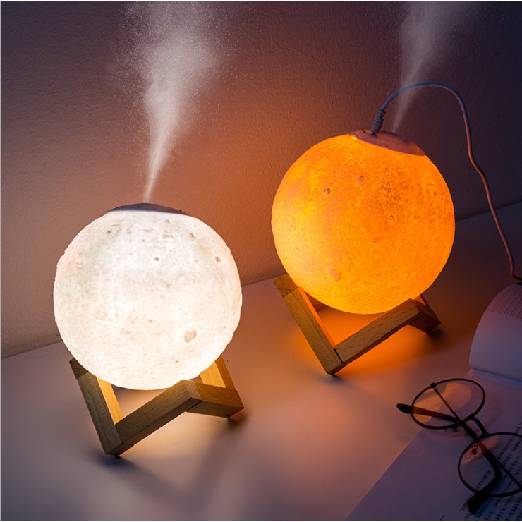 Đèn xông tinh dầu - Đèn ngủ mặt trăng 3D xông tinh dầu đổi màu (freeship✅)