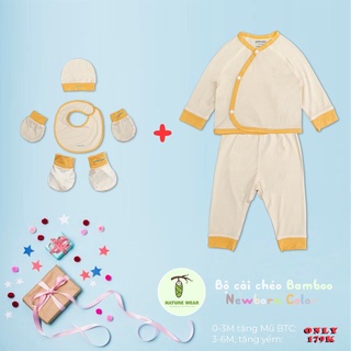 Bộ sơ sinh NATURE WEAR vải sợi tre cài chéo bamboo cotton mỏng hè Việt Nam