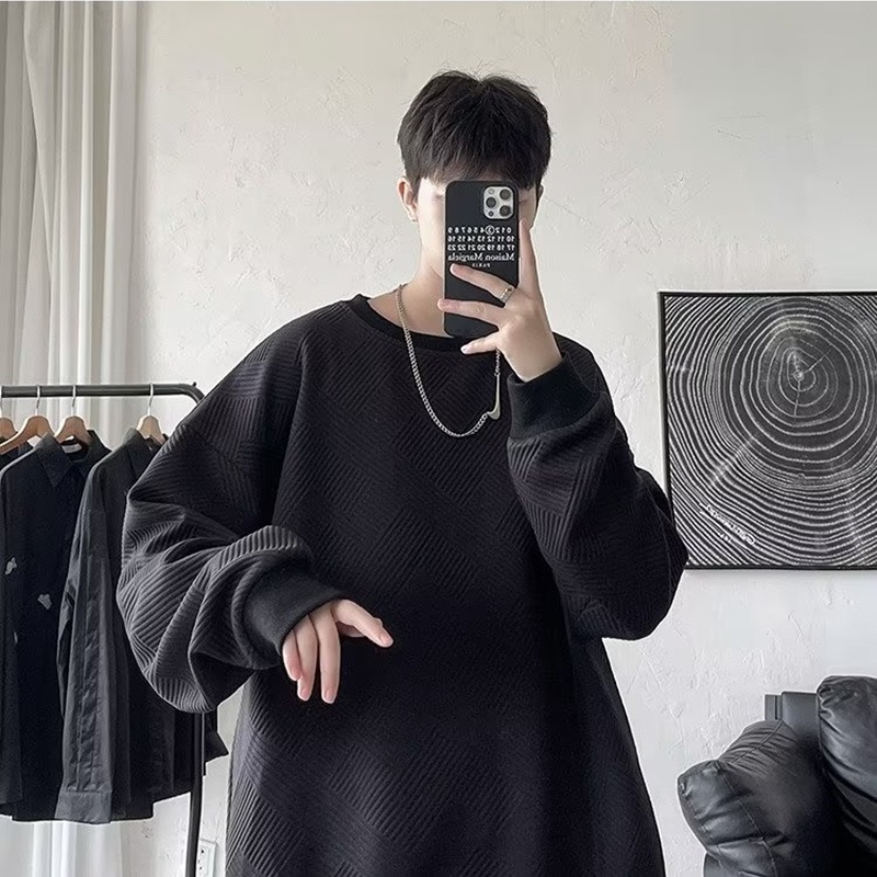 Áo Sweater Cổ Tròn Dáng Rộng Dập Nổi Họa Tiết Kiểu Mỹ Thời Trang Mùa Thu 2022 Cho Nam