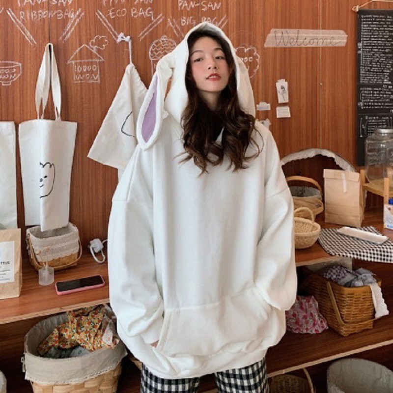 Áo Hoodie From Rộng TAI THỎ KUTE Nỉ Cotton Cực Xinh Yêu Hot Trend - VIETCENTRE