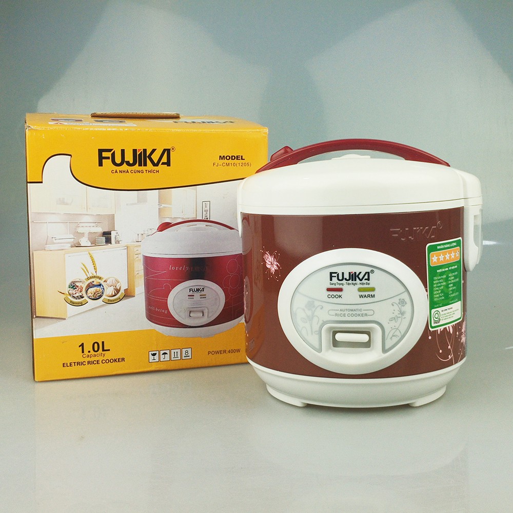 Nồi cơm điện nắp gài 1Lit Fujika , công suất 400W, lồng men chống dính, hoa văn màu ngẫu nhiên