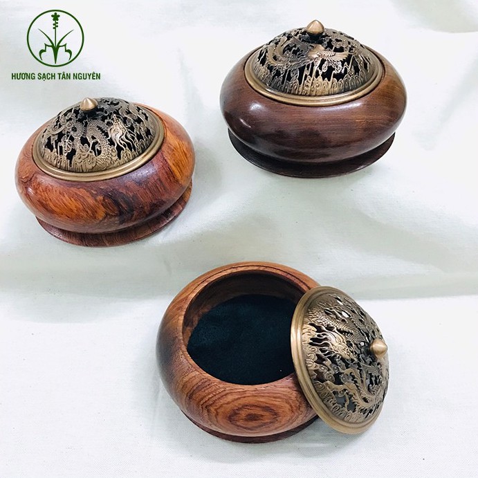 Lư xông Gỗ cao cấp loại tốt LXG - Lư đốt trầm nắp rồng tinh xảo