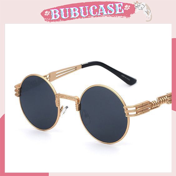 Kính thầy bói tròn cao cấp viền vàng phong cách vintage - Tặng hộp đựng kính khăn lau
