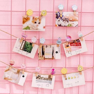 Kẹp gỗ hình kèm dây - Set 10 chiếc
