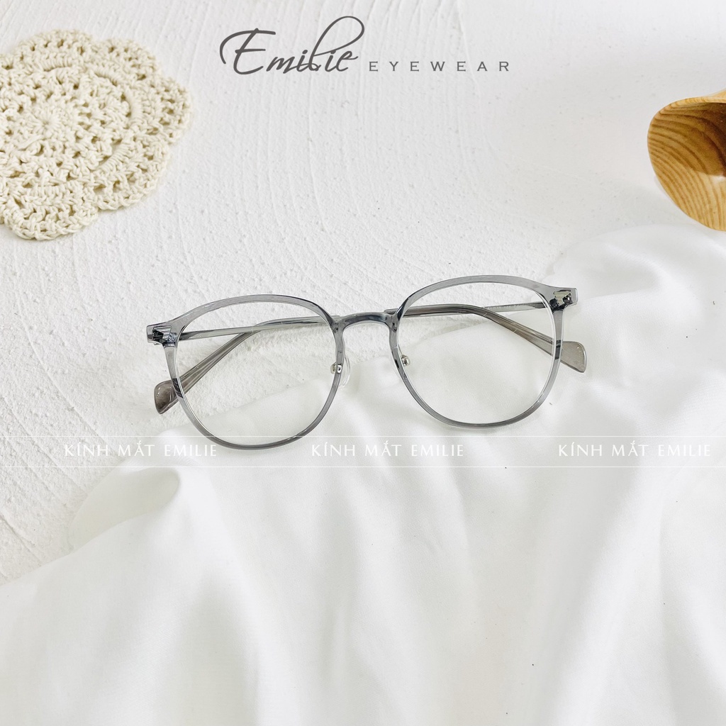 Gọng kính tròn bầu nhựa dẻo nhẹ kết hợp kim loại Emilie eyewear phụ kiện thời trang 01247