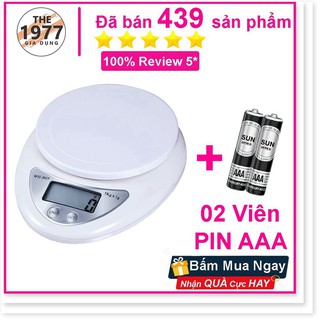 Cân tiểu ly điện tử nhà bếp mini định lượng 1g - 5kg, Cân tiểu ly làm bánh độ chính xác cao kèm 2 viên pin AAA