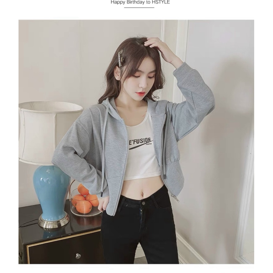 Áo Khoác Nữ Croptop Chất Thun Nỉ Ngoại Có Bo Thun Nón Trùm Đầu Không Nhăn Không Xù Kiểu Dáng Mới Lạ Mặc Đẹp [NEW UNISEX]