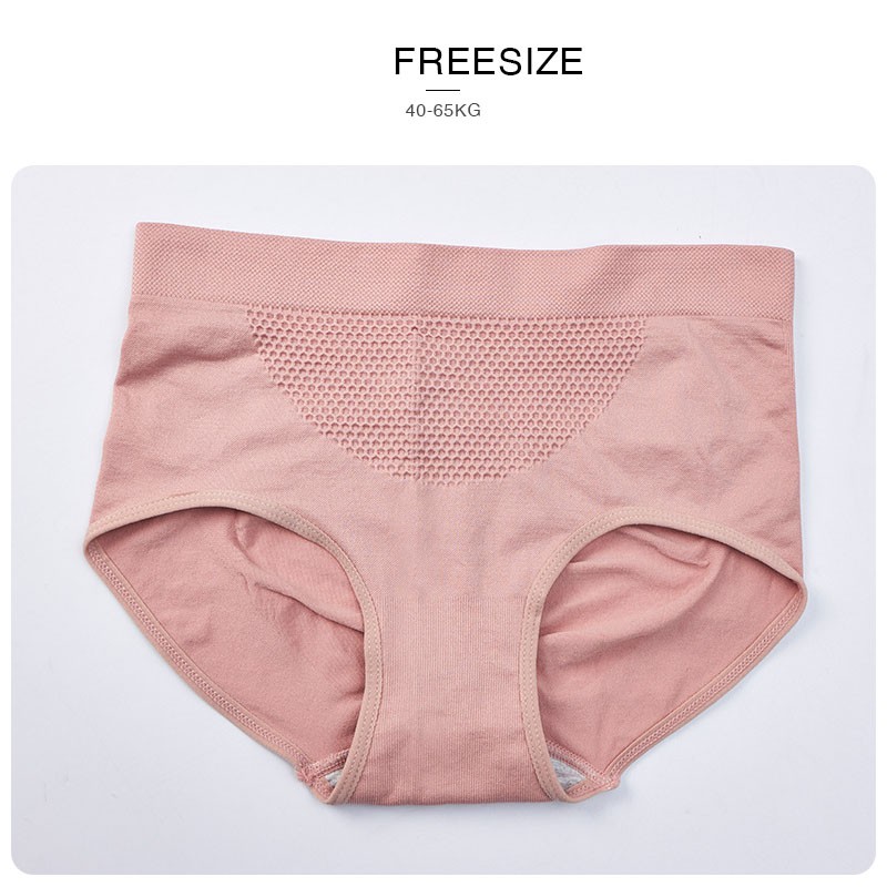 Quần lót nữ cotton freesize cạp cao co giãn 4 chiều có túi zip cho 40-63kg QL18