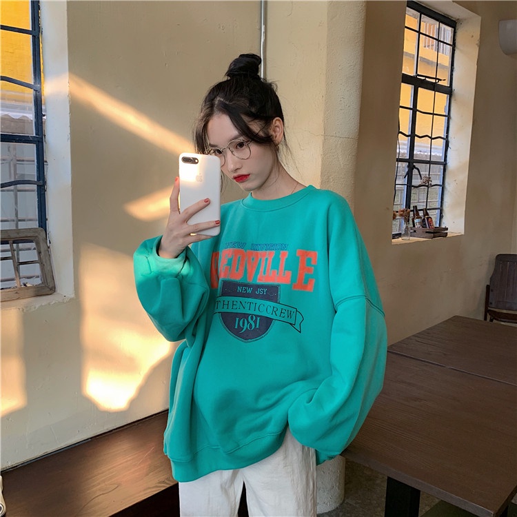 Áo thun nữ dài tay cổ tròn dáng rộng phong cách Hàn Quốc mới | BigBuy360 - bigbuy360.vn