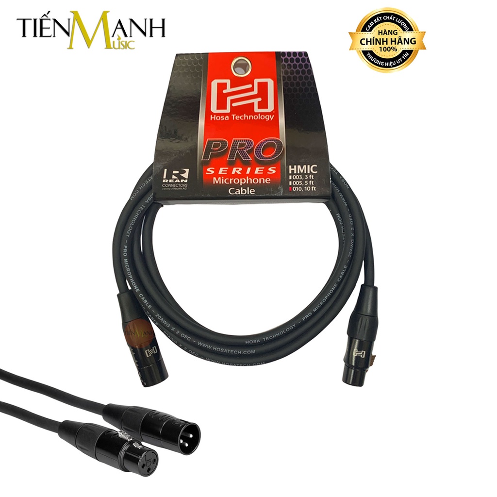 Dây Cáp Micro Hosa Pro 2 Đầu Canon XLR REAN HMIC-030, HMIC-050, HMIC-100 Cable Đực sang Cái XLR3F to XLR3M