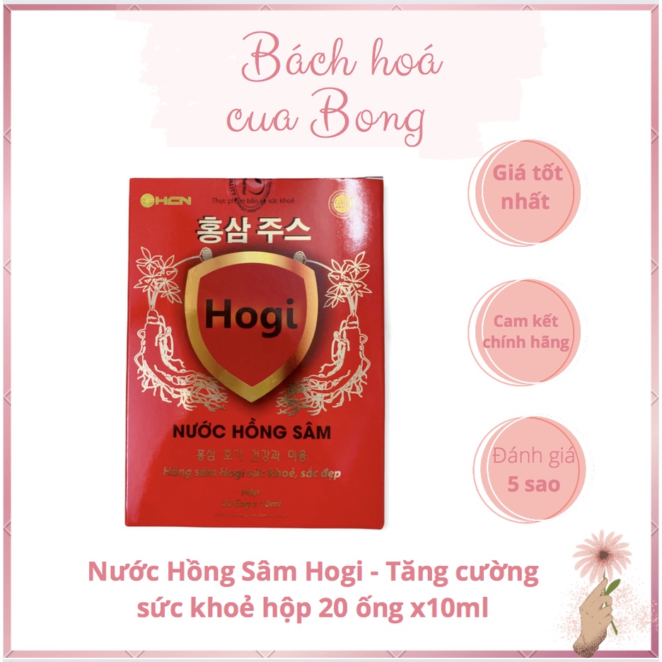 Nước Hồng Sâm Hogi (Hộp 20 ống x 10ml) - Chống lão hóa, bồi bổ sức khỏe, tăng cường sinh lực